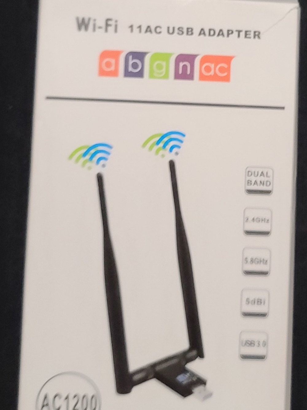 Jolooyo AC1200M Dual-Band Wireless USB Network Adapter with high-gain antennas.